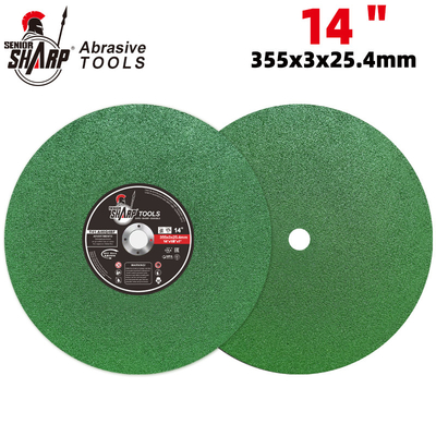 Disco de acero inoxidable verde del corte de la muela abrasiva del metal de la pulgada 350x2.8x25.4m m discos de corte para del abrasivo 14